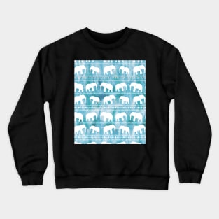 Elephant Tribal Watercolor Pattern Blue Crewneck Sweatshirt